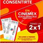 Promoción Cinemex 2x1 en Plaza Nuevo Veracruz de lunes a viernes