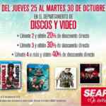 Descuentos escalonados Sears en discos y videos: Hasta 40% de descuento directo dependiendo la cantidad que compres