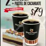 En Gloria Jeans Coffees 2 cafés Long Black + pastel de cacahuate por $79