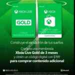 Promoción Xbox Live Gold de tarjeta de regalo de $199 Gratis en la compra de una membresía de 3 meses