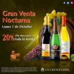 Venta Nocturna la Castellana lunes 1 de octubre: 20% de descuento en vinos y licores