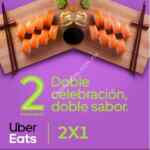 En Uber Eats 2x1 en restaurantes seleccionados por 2° Aniversario