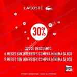Ofertas Lacoste El Buen Fin 2018: 30% de descuento + meses sin intereses