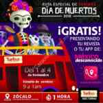 Promoción Turibus Gratis de Día de Muertos presentando una revista o app de México Desconocido