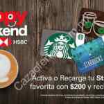 Promoción Starbucks HSBC: $200 extra en Starbucks Card recargando $200 o más