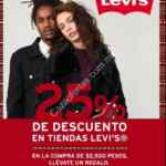 En tiendas Levis 25% de descuento en prendas y llévate un regalo en compras a partir de $2,500
