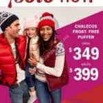 En Old Navy Chalecos Frost free a $349 niños y $399 adultos sólo hoy sábado