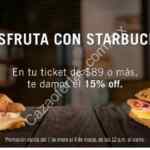 Cupón Starbucks de 15% de descuento en consumos de $89 o más a