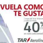 En Aerolíneas TAR 40% de descuento en rutas seleccionadas