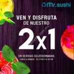 En Mr Sushi 2x1 en bebidas seleccionadas de 5:00 a 10:30 PM de lunes a sábado