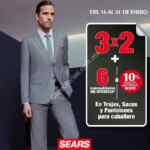 En Sears 3x2 en trajes, sacos y pantalones para caballero del 16 al 31 de enero
