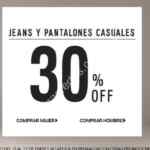 Ofertas de la semana Express: 30% de descuento en jeans y pantalones, 40% suéteres y chamarras y más