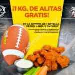 Promoción Perros y Burros Super Bowl: Compra botella de Red Label o Bacardí y llévate 1kg de alitas gratis el 3 de febrero