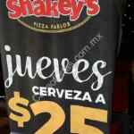 Promoción Shakeys jueves cervezas a solo $25 pesos