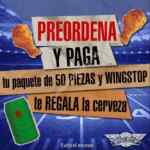 Promoción Wingstop Superbowl: cervezas Heineken Gratis en la compra de un paquete 50 alitas