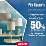 En Sears segundo a mitad de precio en la marca Pier1 Imports en lámparas, vasijas y floreros