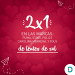 Promoción Devlyn de 2x1 en lentes de sol de marcas seleccionadas para este San Valentín