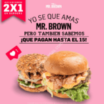 Promoción Mr Brown San Valentín 2019: 2x1 en hamburguesas este 14 de febrero