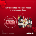 En MEGA Soriana segundo a mitad de precio en vinos de mesa y cremas de licor