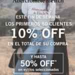 En boutiques Abercrombie & Fitch cupón de 10% de descuento adicional a los primeros 50