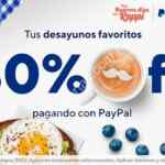 Promoción Rappi Desayunos de 30% de descuento al pagar con Paypal