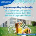 Promoción de Primavera Benotto: Ánfora de regalo al comprar una bicicleta con valor mínimo de $1000