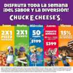 Promociones Chuck E. Cheeses 2019 de lunes a viernes (2x1, descuentos, etc.)