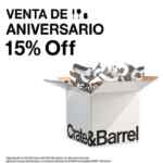 Venta de Aniversario Crate & Barrel: 15% de descuento y hasta 6 msi