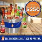 Promoción el Tizoncito de cubeta de 10 cervezas a $250 durante la transmisión de partidos