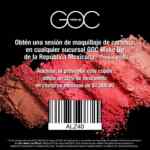 Cupón GOC Make Up de sesión de maquillaje gratis y 20% de descuento en compras a partir de $1,000