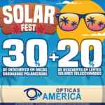 Solar Fest Ópticas América: 30% de descuento en micas polarizadas + 20% en lentes solares seleccionados