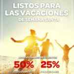 Promoción Primera Plus Vacaciones Semana Santa 2019: 50% de descuento a estudiantes y 25% de descuento a maestros