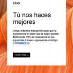 Código Uber de 15% de descuento para tus siguientes 2 viajes (usuarios existentes)