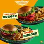 En Wingstop hamburguesas Sport Burger o Crispy Chicken Burger a $99 de lunes a miércoles