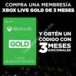 Promoción Xbox Live Gold 2x1 en membresías de 3 meses (6 meses al precio de 3)