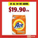 En Oxxo Jabón en Polvo Ace 900grs $19.90c/u