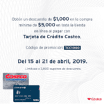 Cupón Costco $1000 de descuento a partir de $5000 en tienda en línea con tarjeta Costco
