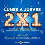 En Cinépolis Patio Coatzacoalcos 2x1 en entradas de lunes a jueves con tu tarjeta Club Cinépolis