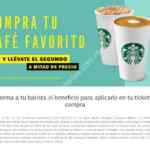 Promoción Starbucks: Segundo a mitad de precio en cafés y en frappucinos hasta el 7 de julio
