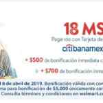 Promoción Walmart Días Citi Banamex de hasta $700 de bonificación en compras a 18 MSI
