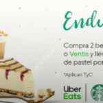 Promoción Uber Eats Starbucks: rebanada de pastel de regalo en la compra de 2 bebidas