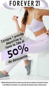 Promociones Forever 21: Segundo a mitad de precio en bras, pijamas y prendas deportivas