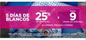 Promoción Liverpool 5 Días de Blancos: 3x2 o 25% de descuento + 6 MSI