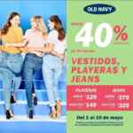 Promoción Old Navy de hasta 40% de descuento en jeans, playeras y vestidos