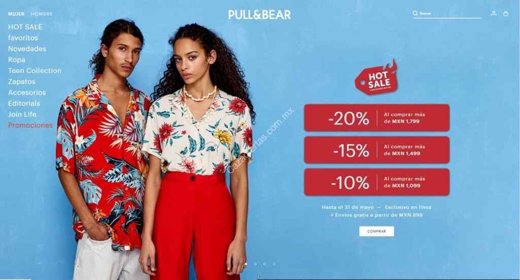 Promoción Pull \u0026 Bear Hot Sale 2019: del 10% al 20% de descuento adicional  en compras de $1,099 o más