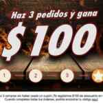 Promoción Sin Delantal de cupón de $100 de descuento al hacer 3 pedidos