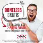 Promoción TGI Fridays: Boneless gratis en la compra de 2 platos fuertes los martes después de las 5:00 PM