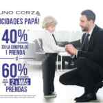 Promoción Bruno Corza Día del Padre: 40% de descuento en la compra de 1 prenda y 60% en la compra de 2 o más