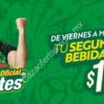 Promoción Chili's: Segunda bebida a $1 peso hasta el 14 de julio