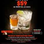 Promoción Hooters Jueves de Drinks: Todos los tragos a $59 a partir de las 6pm